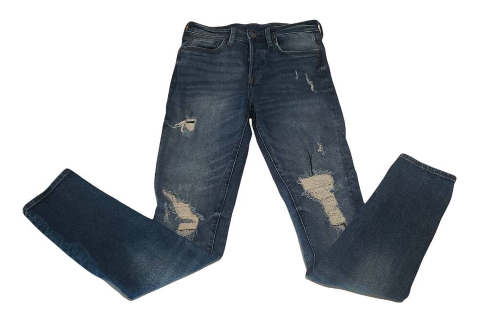 H&M Dark Washed Distressed Skinny Couple Moulante & Denim Jeans - Size 29